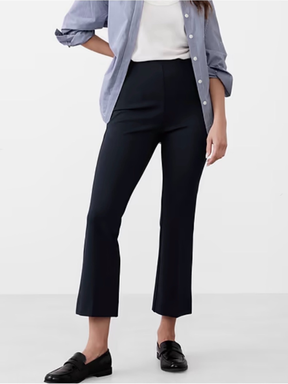 Banana Republic Bootcut Cropped Ponte Pull-On Pants Black S NWT
